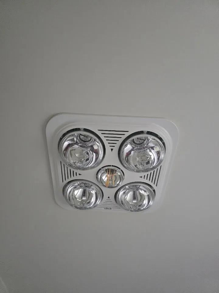 Ceiling bathroom heat lamp with four bulbs